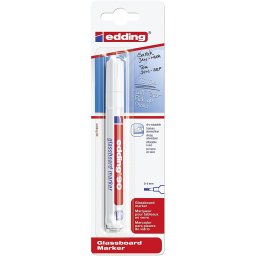 Marker Edding 90, pentru suprafete din sticla, varf 2-3 mm, alb, blister