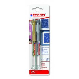 Roller Edding 2185 cu gel, varf 0.7mm, auriu/argintiu, blister
