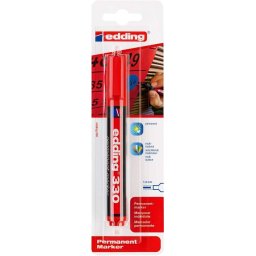 Marker permanent Edding 330, varf retezat 1-5 mm, rosu, blister