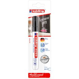 Marker Edding 4095 cu creta lichida, varf 2-3 mm, negru, blister