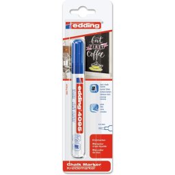 Marker Edding 4095 cu creta lichida, varf 2-3 mm, albastru, blister