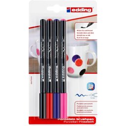 Marker Edding 4200, varf tip pensula, 4 culori asortate, blister
