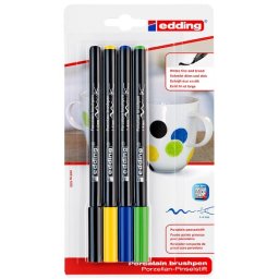 Marker Edding 4200, varf tip pensula, 4 culori asortate, blister