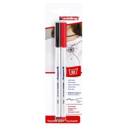 Marker Edding 4600, pentru textile, varf rotund 1 mm, negru/rosu, blister