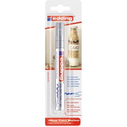 Marker Edding 750 cu vopsea, corp metalic, varf 2-4 mm, argintiu, blister