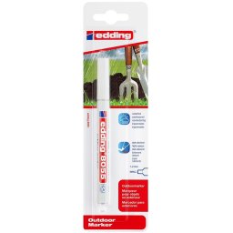 Marker Edding 8055, pentru exterior, varf rotund 1-2 mm, alb, blister