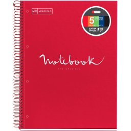 Caiet cu spira, Miquelrius, Emotion, A5, matematica, 120 file, coperta carton dur, rosu
