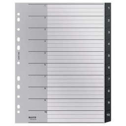 Index Leitz Recycle, PP reciclat, A4 MAXI, 1-10, negru