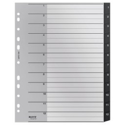 Index Leitz Recycle, PP reciclat, A4 MAXI, 1-12, negru