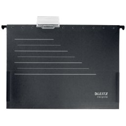Dosar suspendabil Leitz Alpha Recycle, carton reciclat, A4, cu burduf, negru