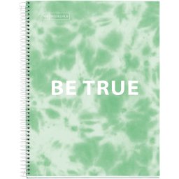 Caiet cu spira Miquelrius TIE DYE, A4, matematica, 120 file, coperta cu tratament antiviral si antibacterian, menta