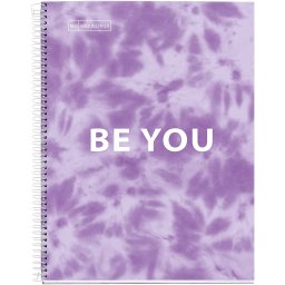 Caiet cu spira Miquelrius TIE DYE, A4, matematica, 120 file, coperta cu tratament antiviral si antibacterian, lavanda