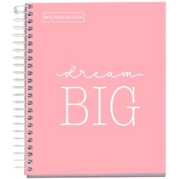 Caiet cu spira Miquelrius Messages, A5, matematica, 100 file, coperta carton dur plastifiat, roz