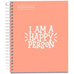 Caiet cu spira Miquelrius Messages, A5, matematica, 100 file, coperta carton dur plastifiat, piersica