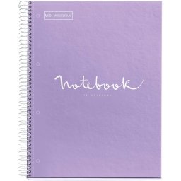 Caiet cu spira Miquelrius Emotions, A4, liniatura punctata, 80 file, coperta carton dur plastifiat, lavanda