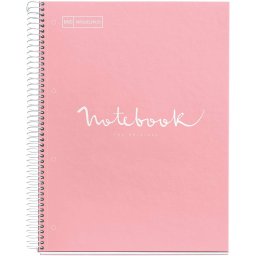 Caiet cu spira Miquelrius Emotions, A4, liniatura punctata, 80 file, coperta carton dur plastifiat, roz