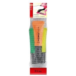 Textmarker Stabilo Neon, varf tesit 2-5 mm, 3 culori/set, plasa