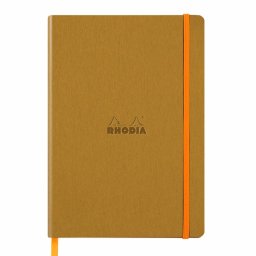 Notebook A5 Rhodiarama, 80 file, ivory, dictando, auriu