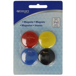 Set 4 magneti Westcott, d30 mm, diverse culori, sustin 4/6 coli