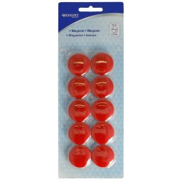 Set 10 magneti Westcott, d30 mm, rosu, sustin 6/8 coli