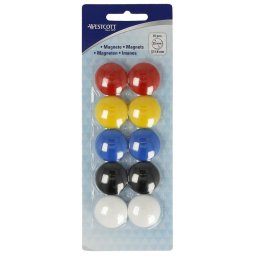 Set 10 magneti Westcott, d25 mm, diverse culori, sustin 4/6 coli