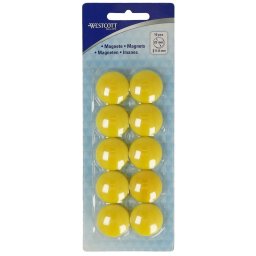 Set 10 magneti Westcott, d25 mm, galben, sustin 4/6 coli