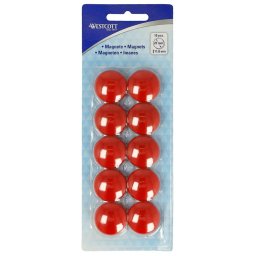Set 10 magneti Westcott, d25 mm, rosu, sustin 4/6 coli