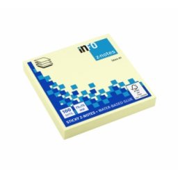 Notite adezive InFO Z-notes, 75x75 mm, galben pastel, 100 file/set
