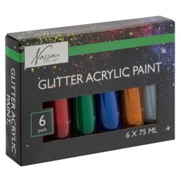 Set culori acrilice cu sclipici Creative Craft, 6 culori, 75 ml