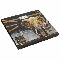 Set pictura 19 piese Creative Craft, culori metalice acuarela si creioane colorate
