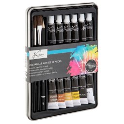 Set 16 piese Creative Craft, culori acuarela in cutie de metal