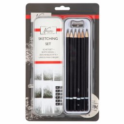 Set Nassau Fine Art pentru desen, 5 creioane diverse tarii, ascutitoare inclusa