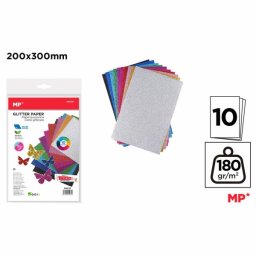 Hartie cu sclipici Main Paper, 200x300 mm, 10 file, diverse culori