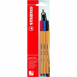 Fineliner Stabilo Point 88, 0.4 mm, 3 culori/blister, negru, rosu, albastru