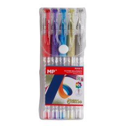Set 5 rollere cu gel Main Paper, varf 0.9 mm, culori glitter