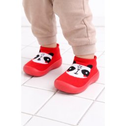 Mocasini rosii cu talpa antiderapanta - Panda