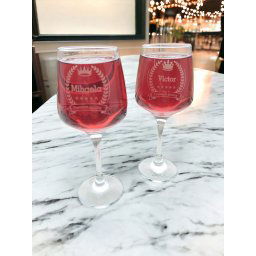 Set 2 pahare personalizate de vin, 300 ml