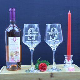 Set 2 pahare personalizate vin, 410 ml, cuplu