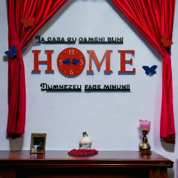 Ceas HOME, 80x22 cm, text personalizabil