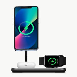 Incarcator wireless 3in1 Choetech T589-F 15W compatibil cu iPhone 12/13/14, AiPords Pro, Apple Watch, Gri