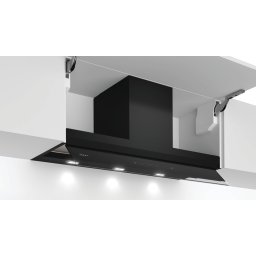 Hota Neff D95XAM2S0, 90 cm, incorporabila, panou de sticla integrat cu TouchControl si afisaj electronic, 3 trepte de putere + Intensiv,749 m³/h, SoftLight, iluminare LED, Negru