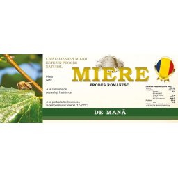 Etichete borcan miere de Mana cu albina pe frunza 154mm x 60mm