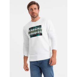 Ombre Men's printed sweatshirt worn over the head - white