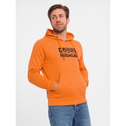 Ombre Men's kangaroo sweatshirt with hood and print - orange