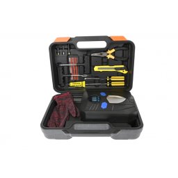 Set compresor auto cu manometru digital si lanterna, 12V (bricheta), 100 PSI, cu unelte ZEBRA - 70101