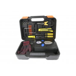 Set compresor auto cu manometru mecanic si lanterna, 12V (bricheta), 100 PSI, cu unelte, ZEBRA - 68198