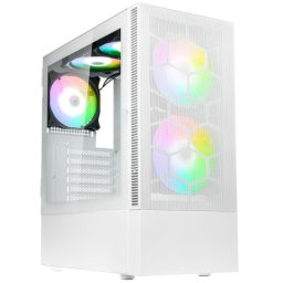 Carcasa Carcasa PC Observatory MX Mesh, ARGB, Midi Tower, Fara sursa, Alb