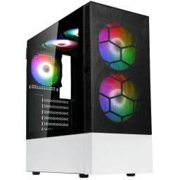 Carcasa Carcasa PC Observatory MX Mesh, ARGB, Midi Tower, Fara sursa, Alb/Negru