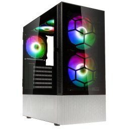 Carcasa Carcasa PC Observatory MX Glass, ARGB, Midi Tower, Fara sursa, Alb/Negru