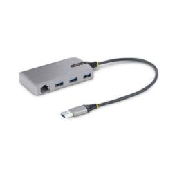 StarTech.com 3-Port USB Hub with Ethernet, 3x USB-A Ports, Gigabit Ethernet RJ45, USB 3.0 5Gbps, Bus-Powered, USB Hub w/ GbE and 1ft/30cm Long Cable, Portable Laptop USB Hub - USB Expansion Hub w/ Ethernet Adapter (5G3AGBB-USB-A-HUB) - hub - 3 ports